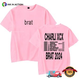 Album Brat Charli XCX Tour 2024 Checklist 2 Sided T shirt 4