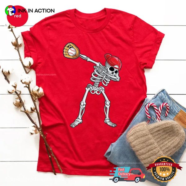 Baseball Skeleton Dabbing Disney Halloween Comfort Colors Tee