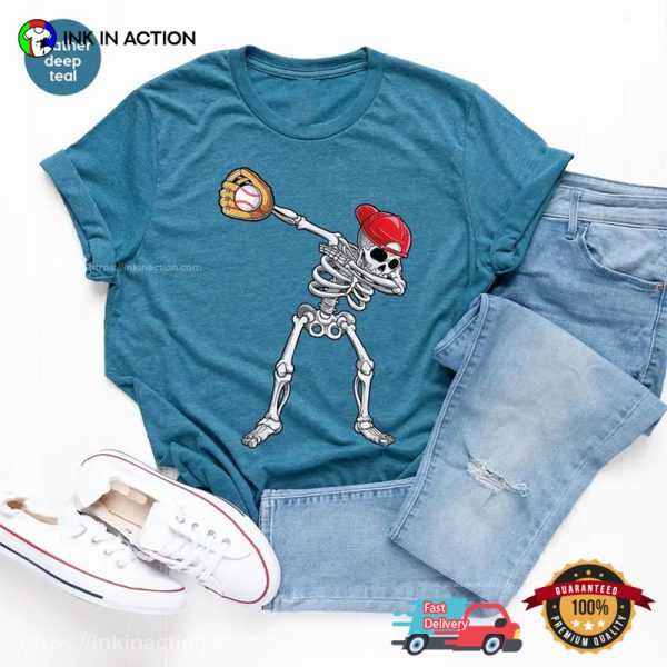 Baseball Skeleton Dabbing Disney Halloween Comfort Colors Tee