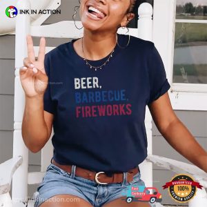 Beer Barbecue Fireworks Unisex T shirt, national drink beer Merch 1