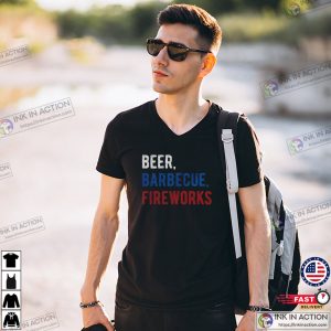 Beer Barbecue Fireworks Unisex T shirt, national drink beer Merch 3