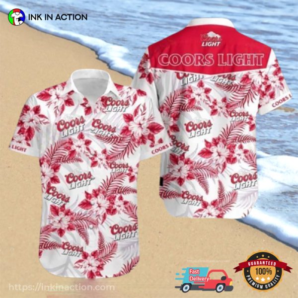 Beer Lights Coors Lights Hibiscus Flower Hawaiian Shirt