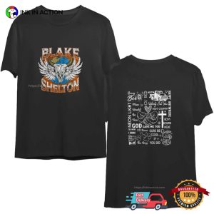 Blake Shelton 2023 Tour Tracklist Vintage 2 Sided T shirt 3