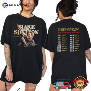 Blake Shelton Back To The Honky Tonk Tour 2024 Schedules 2 Sided T-shirt