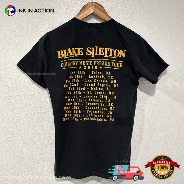 Blake Shelton Country Music Freaks Tour 2018 2 Sided T-shirt