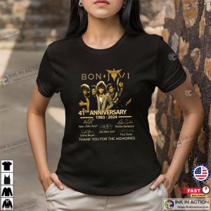 Bon Jovi 41th Anniversary Signatures Memorial T shirt 1