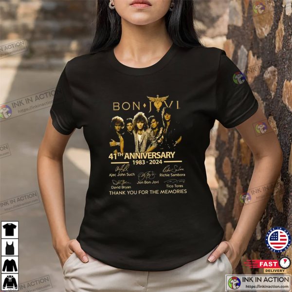 Bon Jovi 41th Anniversary Signatures Memorial T-shirt