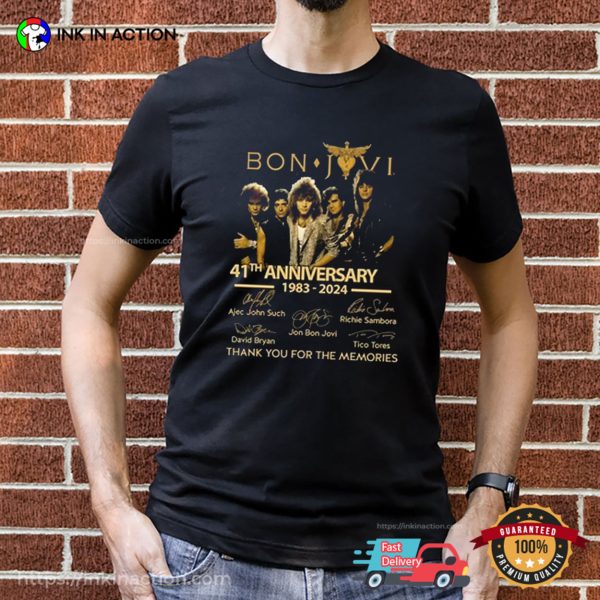 Bon Jovi 41th Anniversary Signatures Memorial T-shirt