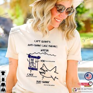 Capt Quints Anti Shark Cage Theory Funny Jaws T-shirt