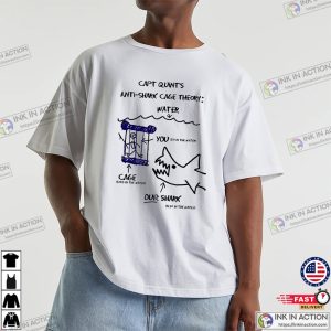 Capt Quints Anti Shark Cage Theory Funny Jaws T shirt 2