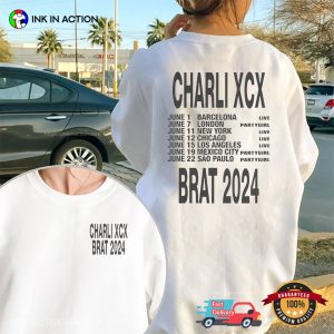 Charli XCX Brat Tour June 2024 2 Sided T shirt