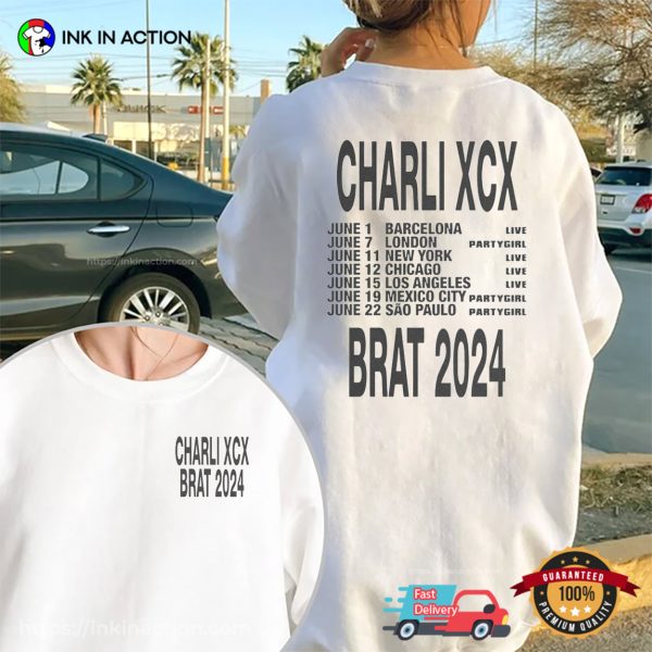 Charli XCX Brat Tour June 2024 2 Sided T-shirt