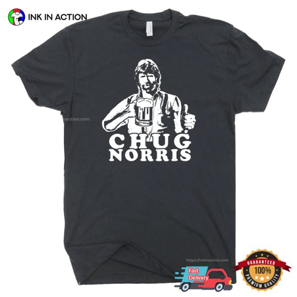 Chug Norris Drinking Beer Retro T-shirt