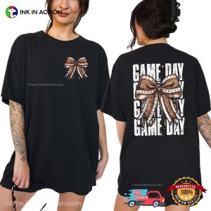 Coquette Game Day Football 2 Sided T-shirt