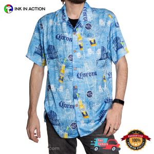 Corona Extra Beer Blue Blur Aloha Shirt