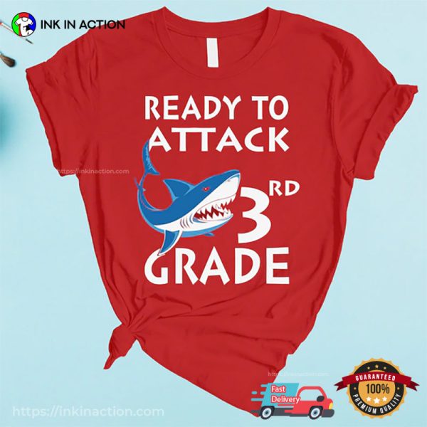 Custom Ready To Attack Shark Back To School Kid T-shirt