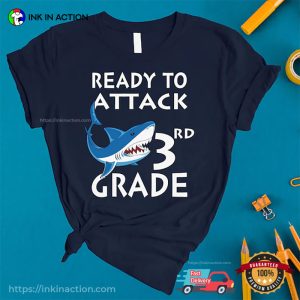 Custom Ready To Attack Shark Back To School Kid T shirt 4