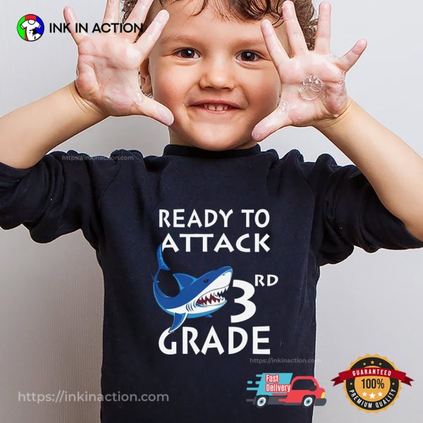 Custom Ready To Attack Shark Back To School Kid T-shirt