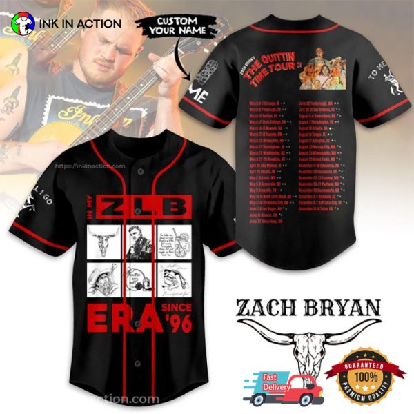 Custom Zach Bryan Era Tour 24 Black Baseball Jersey