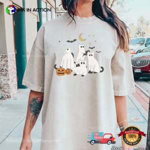 Cute Ghost Cat trick r treat Comfort Colors Tee 1