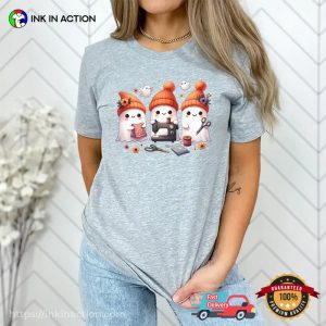 Cute Sewing Ghosts Halloween Comfort Colors Tee 3