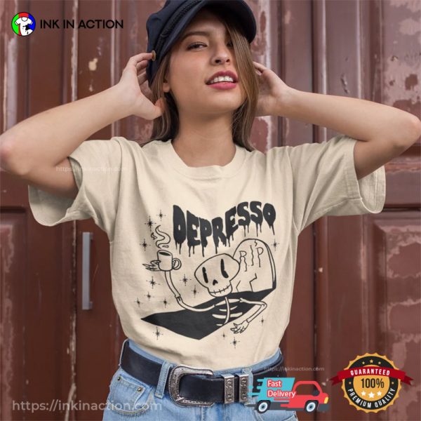 Depresso Skeleton Coffee Comfort Colors T-shirt