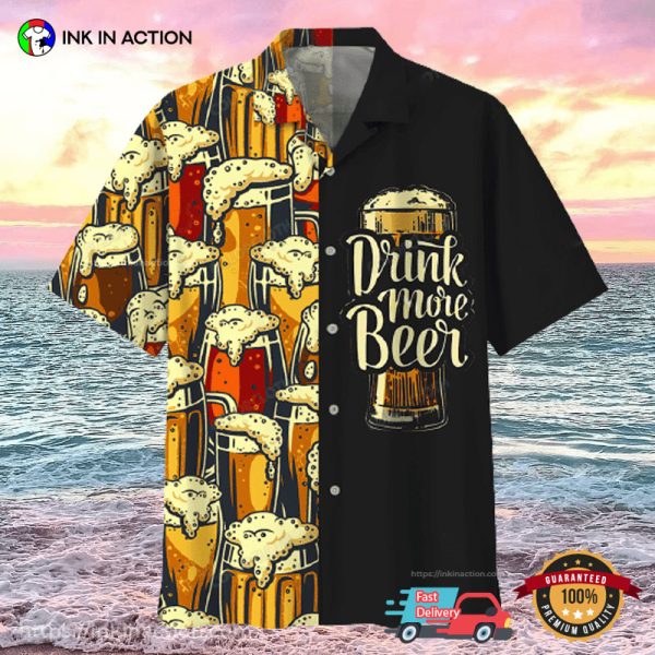 Drink More Beer Retro Style Hawaiian Shirt