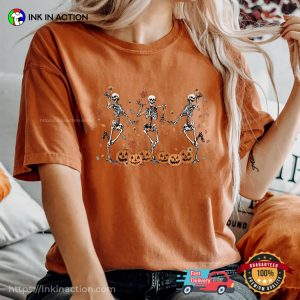 Fall Dancing Skeleton spooky halloween Comfort Colors T shirt 3