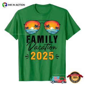 Family Vacation 2025 Vintage Sunset Glass Tee 1