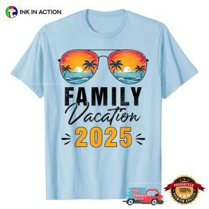 Family Vacation 2025 Vintage Sunset Glass Tee 3