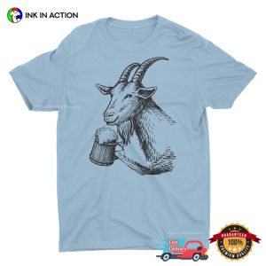 Goat Drinking Beer Graphic T shirt 2