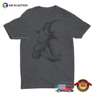 Goat Drinking Beer Graphic T shirt 3