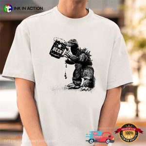 Godzilla Drinking Beer Funny T-shirt