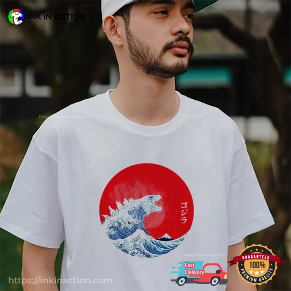 Godzilla Great Wave Japan Tsunami T-shirt