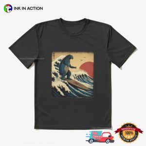 Godzilla Surfing The Great Wave Off Hokusai Funny T shirt 3