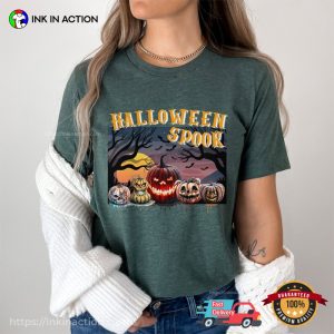 Halloween Spook Scary Face Pumpkin Comfort Colors Tee 1