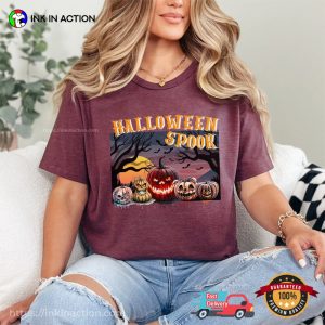 Halloween Spook Scary Face Pumpkin Comfort Colors Tee 3