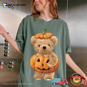 Halloween Teddy Bear Pumpkin Comfort Colors Shirt 1