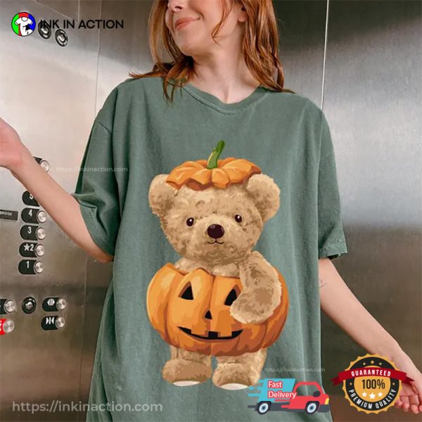 Halloween Teddy Bear Pumpkin Comfort Colors Shirt