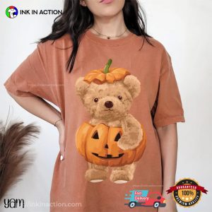 Halloween Teddy Bear Pumpkin Comfort Colors Shirt 2