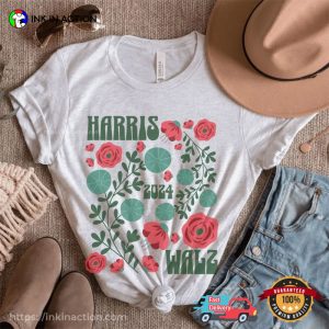 Harris Walz 2024 Floral Comfort Colors T shirt 2