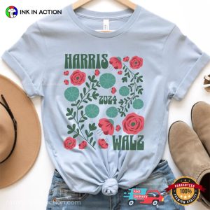 Harris Walz 2024 Floral Comfort Colors T shirt 3