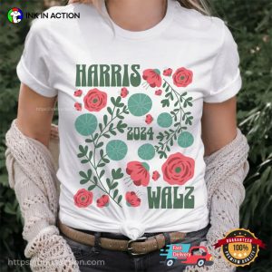 Harris Walz 2024 Floral Comfort Colors T-shirt