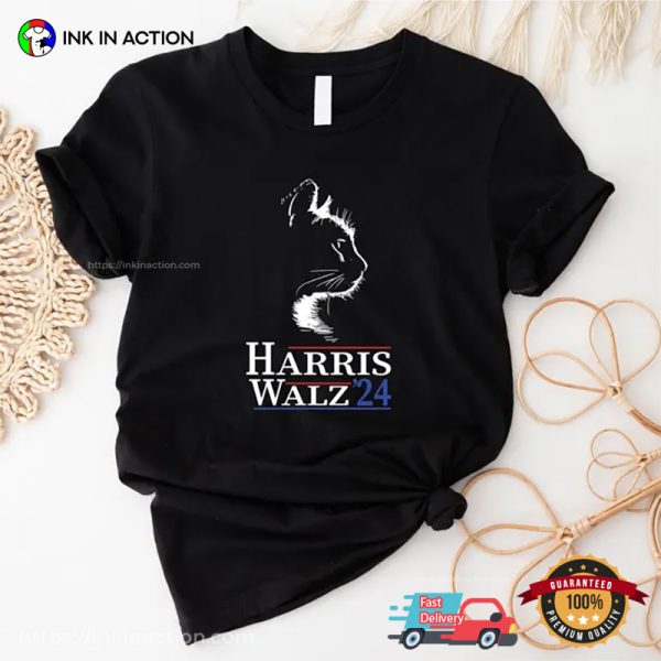 Harris Walz 2024 Lady Cat Graphic Comfort Colors T-shirt