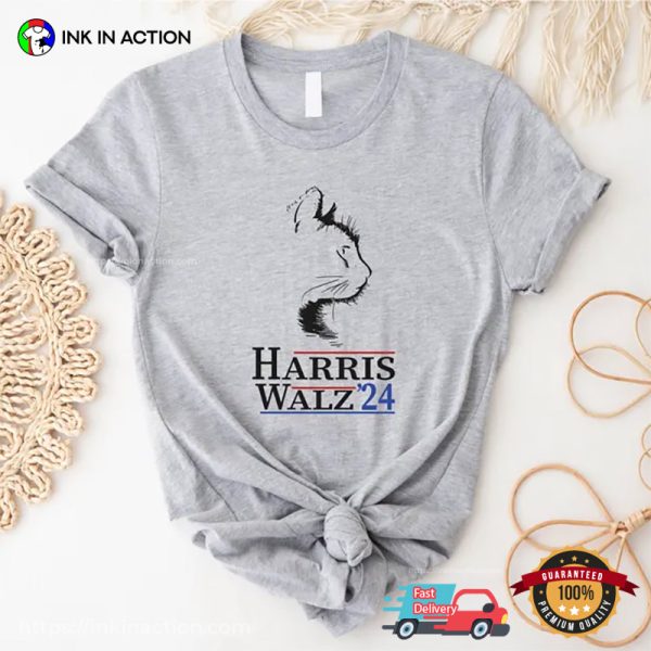 Harris Walz 2024 Lady Cat Graphic Comfort Colors T-shirt