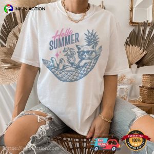 Hello Summer Cat Vacation Funny Comfort Colors T shirt 2