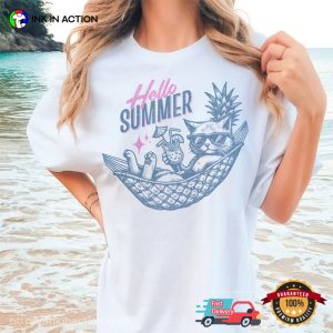 Hello Summer Cat Vacation Funny Comfort Colors T shirt 3