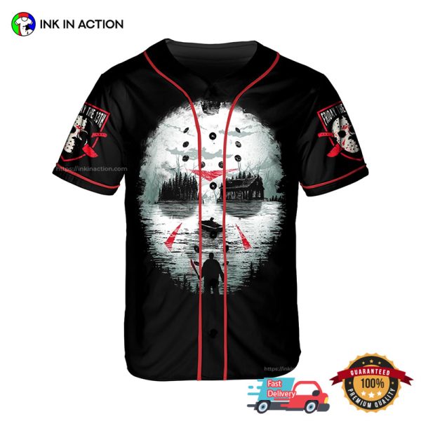 Jason Voorhees Friday 13th Horror Lake Baseball Jersey for Men