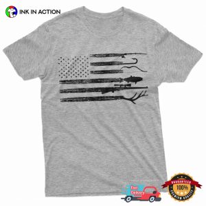 Hunting and Fishing America Flag Camping Activity T shirt 2