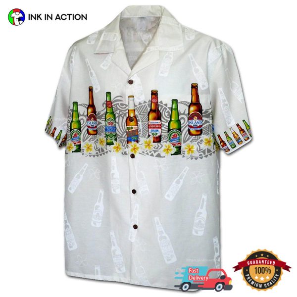 Island Beers Border White Aloha Shirt